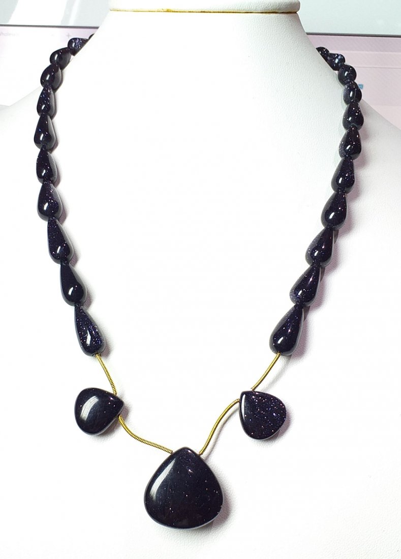Natural Blue Sun-stone Beads Necklace - 214.71 ct. (1 of 4)