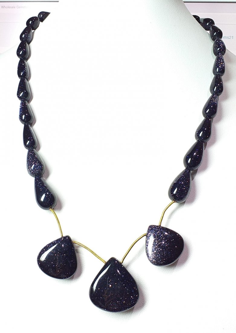 Natural Blue Sun-stone Beads Necklace - 264.60 ct. (1 of 3)