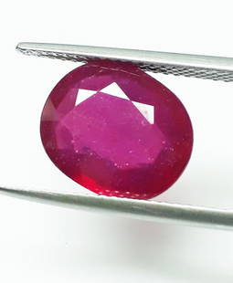 Natural Mozambique Ruby Oval - 5.62 ct.: Natural Mozambique Ruby Oval - 5.62 ct. , Color - Deep Red , Shape - Oval Cut , Dimension - 12.0 x 10.1 x 4.7 (mm) , Origin - Mozambique , Heat Treated , Good Quality With Luster.