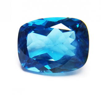 Topaz 9.230 ct. - London Blue -  Cushion Facet Cut: Natural London Blue Topaz - 9.230 ct., Color - London Blue - Transparent , Shape - Facet Cushion Cut , Dimension - 13.7 x 10.6 x 7.5 (mm), Good Quality With Luster.