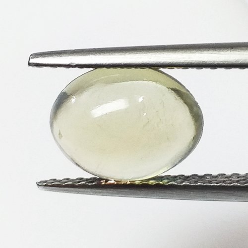Natural Cabochon Moonstone - 2.07 ct.: Natural Cabochon Moonstone - 2.07 ct. Color - Translucent White, Shape - Oval Cabochon Cut Dimensions - 9.6 x 7.5 x 4.7 (mm) Good Quality With Luster.