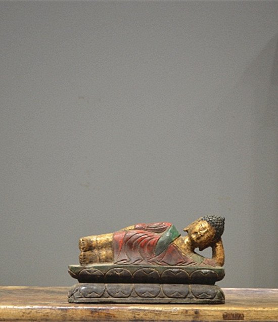 Fine Old Chinese Gilt Stone Carved  Sleeping Buddha (1 of 5)