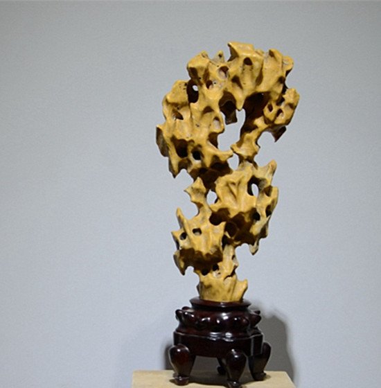 Old LargeChinese Yellow  Taihu Scholar Rock Stand (1 of 8)