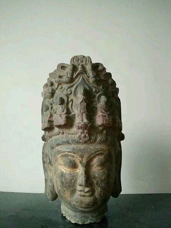 Rare Chinese Stone Carved Buddha Head (1 of 4)