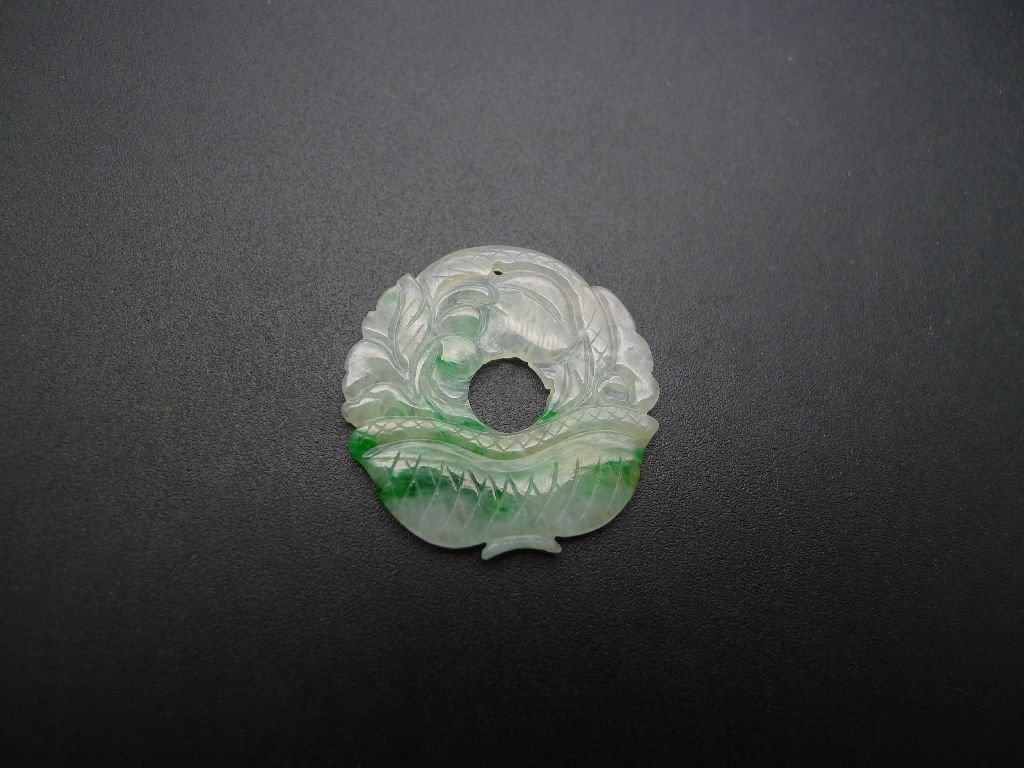 Fine Old Chinese Natural Jadeite Carved Pendant (1 of 4)