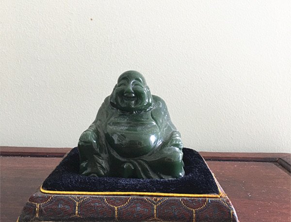 Fine Old Chinese Spinach Jade Carved Buddha (1 of 4)
