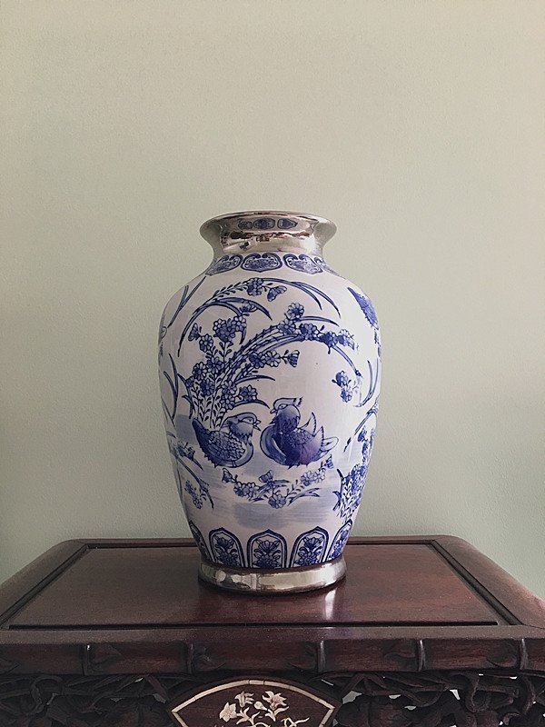 Fine Old Large Dutch Delft B & W Flower Vase (1 of 7)