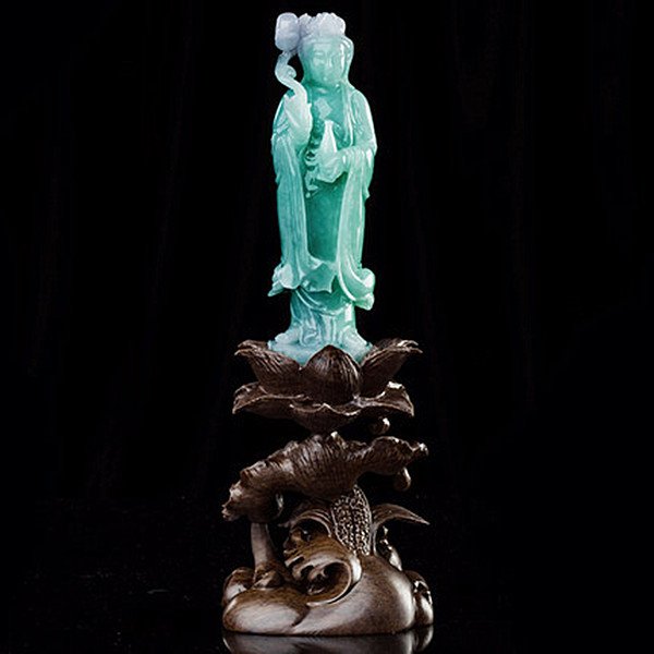 Fine Vintage Chinese Natural Icy Jadeite Carved  Buddha (1 of 10)