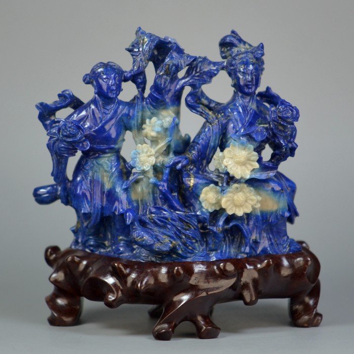 Fine Old Chinese Lapis lazuli Carved Statue (1 of 9)