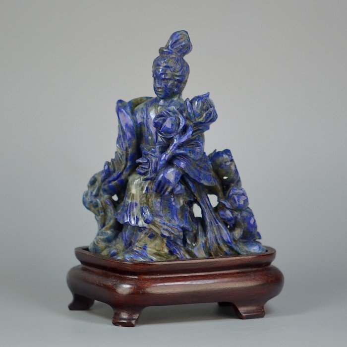 Fine Old Chinese Lapis lazuli Carved Figure Statue (1 of 8)