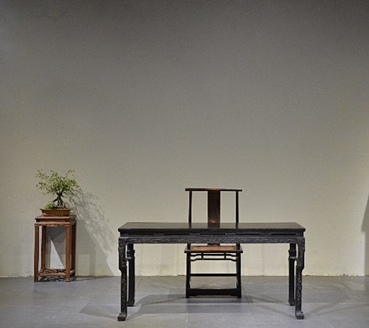 Old Chinese Rose Carved Drawing Table (1 of 8)