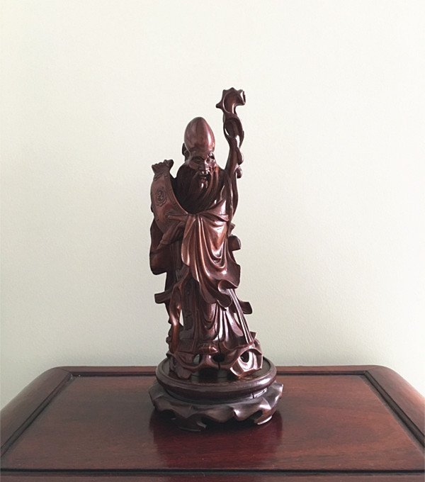 Fine Large Antique Chinese Rosewood Carved Immortal (1 of 6)
