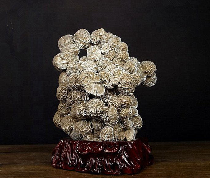 Large Old Chinese Natural Rose Stone Stand (1 of 5)