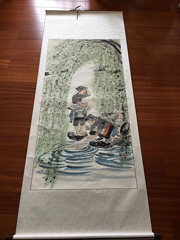 Large Estate Vintage Chinese Water Color Painting (1 of 7)