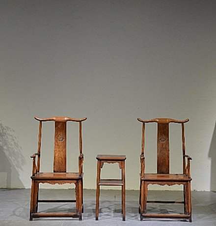 Old Set Chinese Huanghuali Wood Official Hat Chairs (1 of 10)