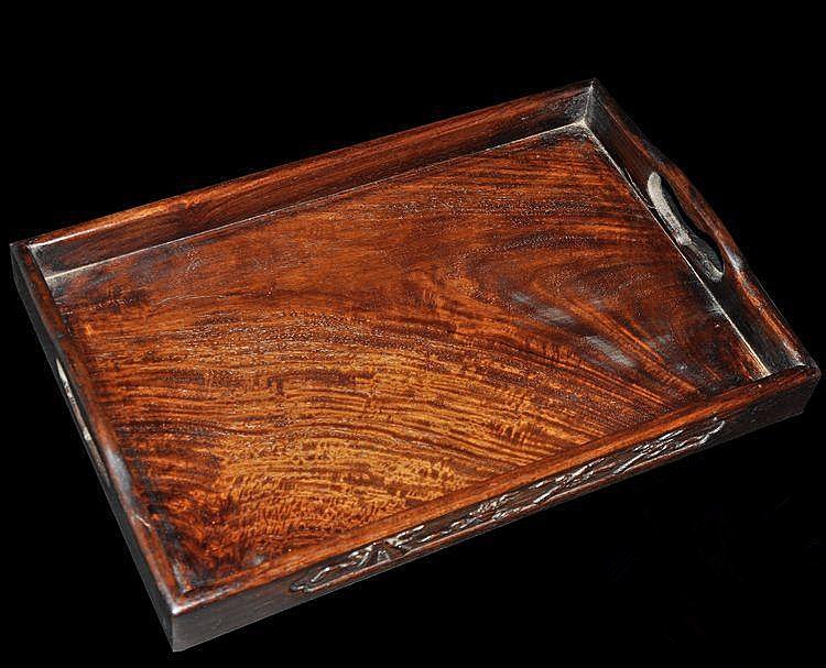 Fine Old Chinese Huanghuali Wood Craved Scholar Tray (1 of 6)