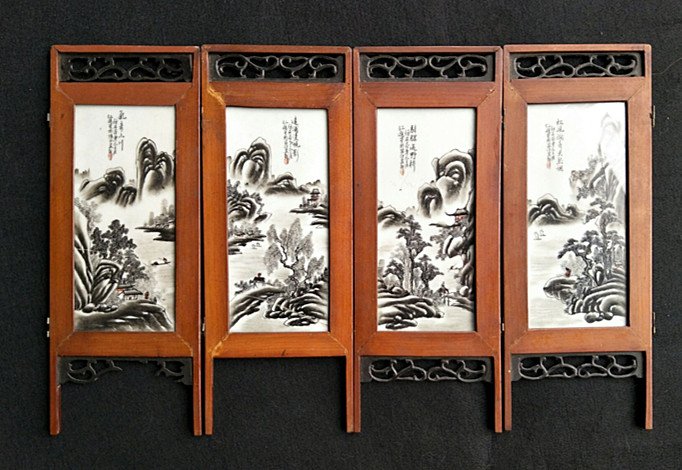 Fine Old Set Chinese Painted Porcelain Plaques (1 of 10)