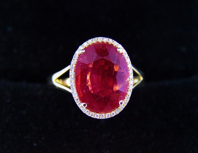 6.50 ct ruby and diamonds rose gold ring (1 of 6)