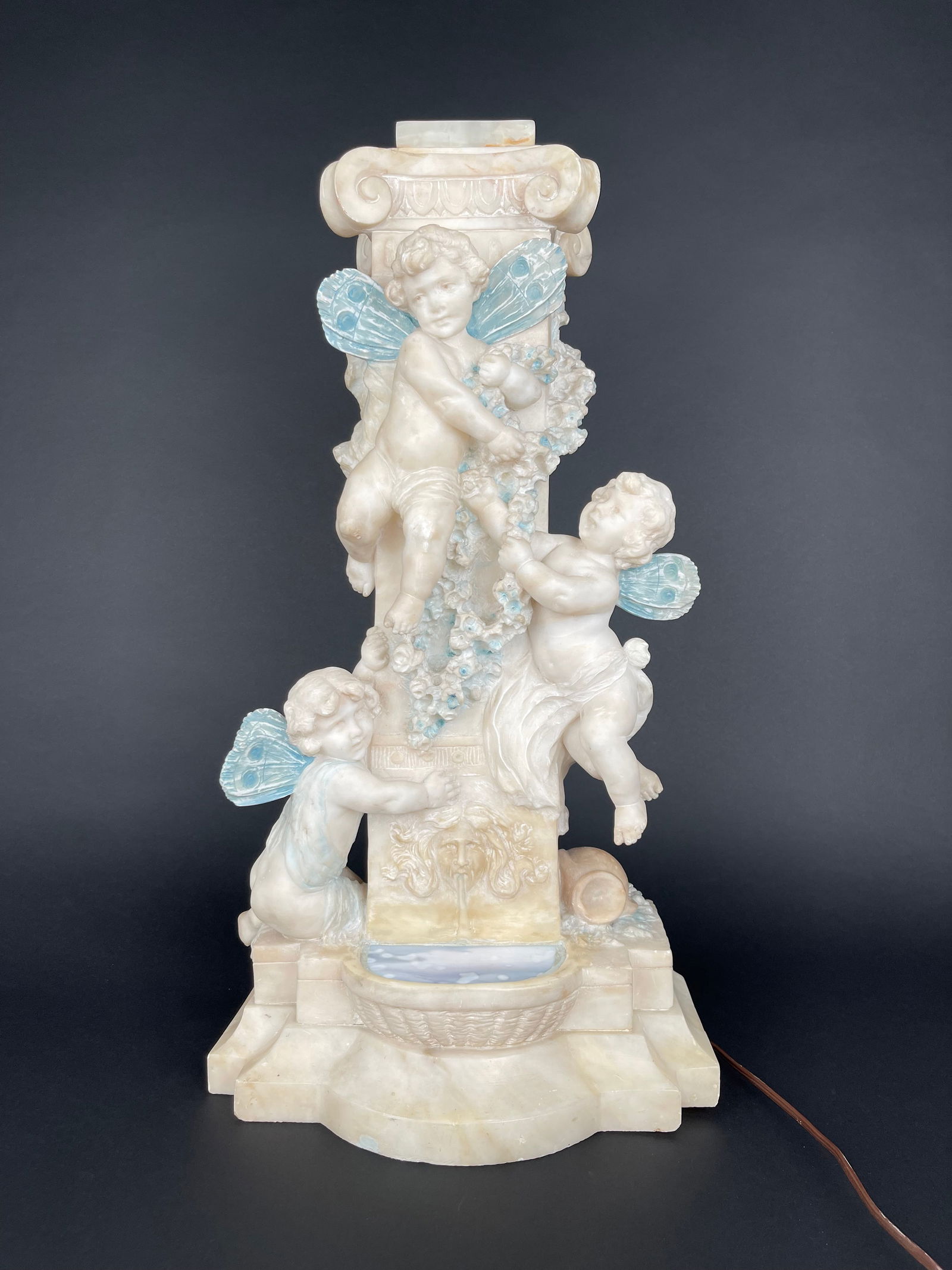 An Art Nouveau Hand Carved Marble Alabaster Figural Lamp, Italy, Circa 1910 (1 of 12)