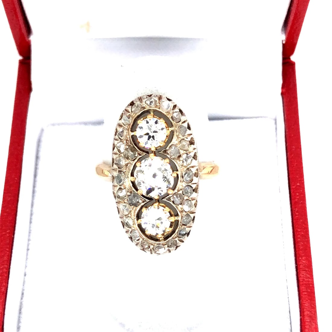 Lady's 18K Yellow Gold and Silver and Diamonds RING (1 of 9)
