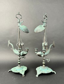 19th Century Pair Of Patinated Bronze Candelabras