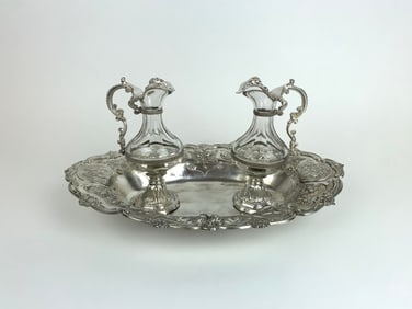 19th C. French Sterling Silver & Baccarat Cruet Set