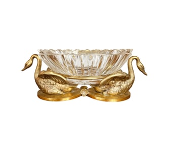 19th C. Elkington Gilt Bronze & Crystal Centerpiece