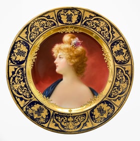 Gilt & Hand Painted Royal Vienna Cabinet Plate by Bruno Geyer, 19th Century
