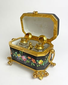 A French Ormolu Mounted Enameled Porcelain Perfume Box