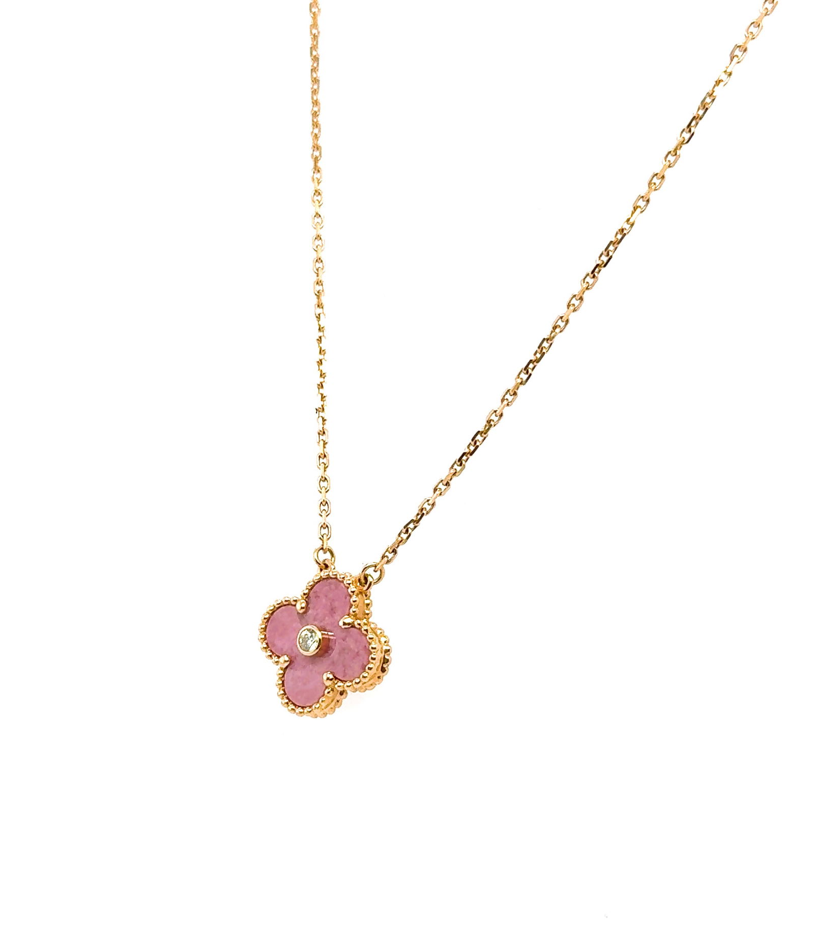 Van Cleef & Arpels 18K Yellow Gold & Diamond Pink Necklace (1 of 9)