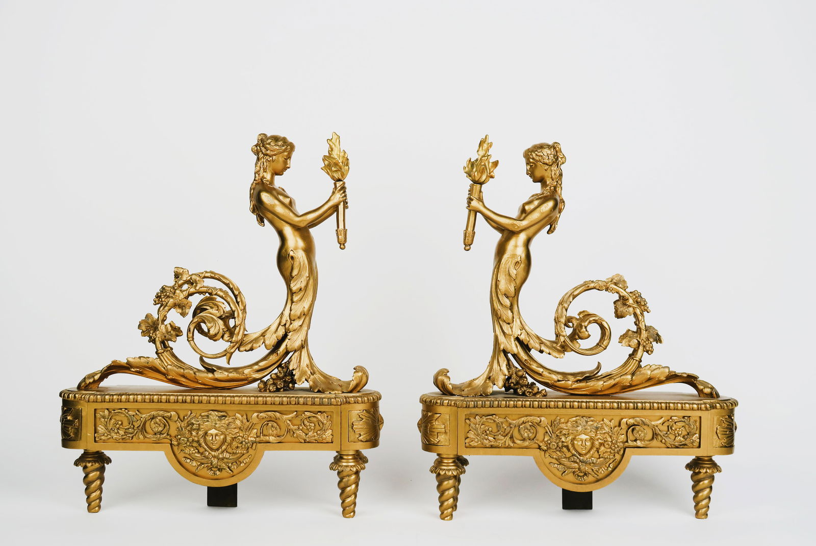 Pair Of French gilt Bronze Chenet By Henry Dasson (1 of 9)