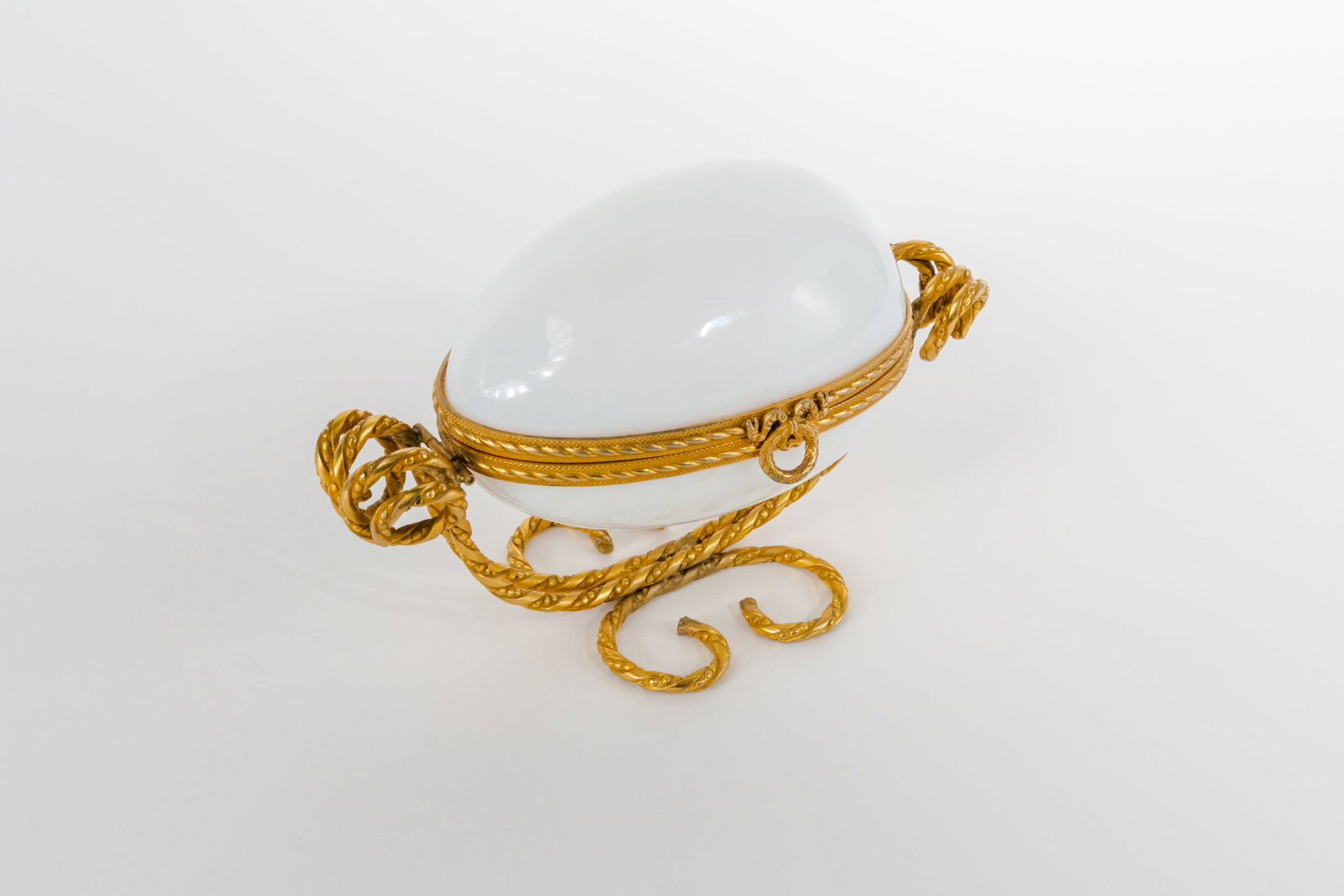 19th C. French Ormolu Mounted White Opaline Glass Jewelry Box (1 of 7)