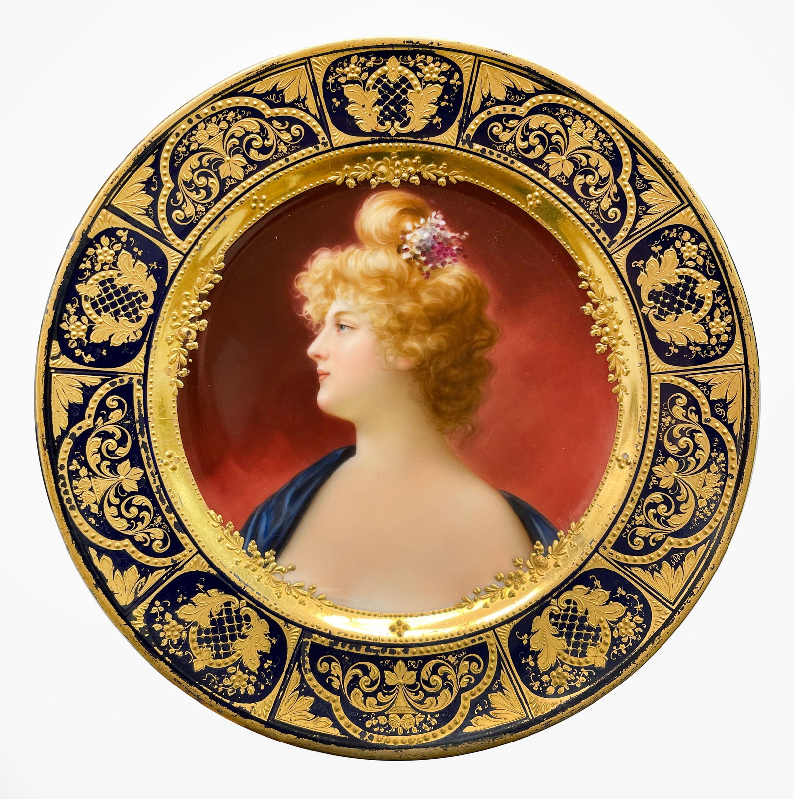 Gilt & Hand Painted Royal Vienna Cabinet Plate by Bruno Geyer, 19th Century (1 of 3)