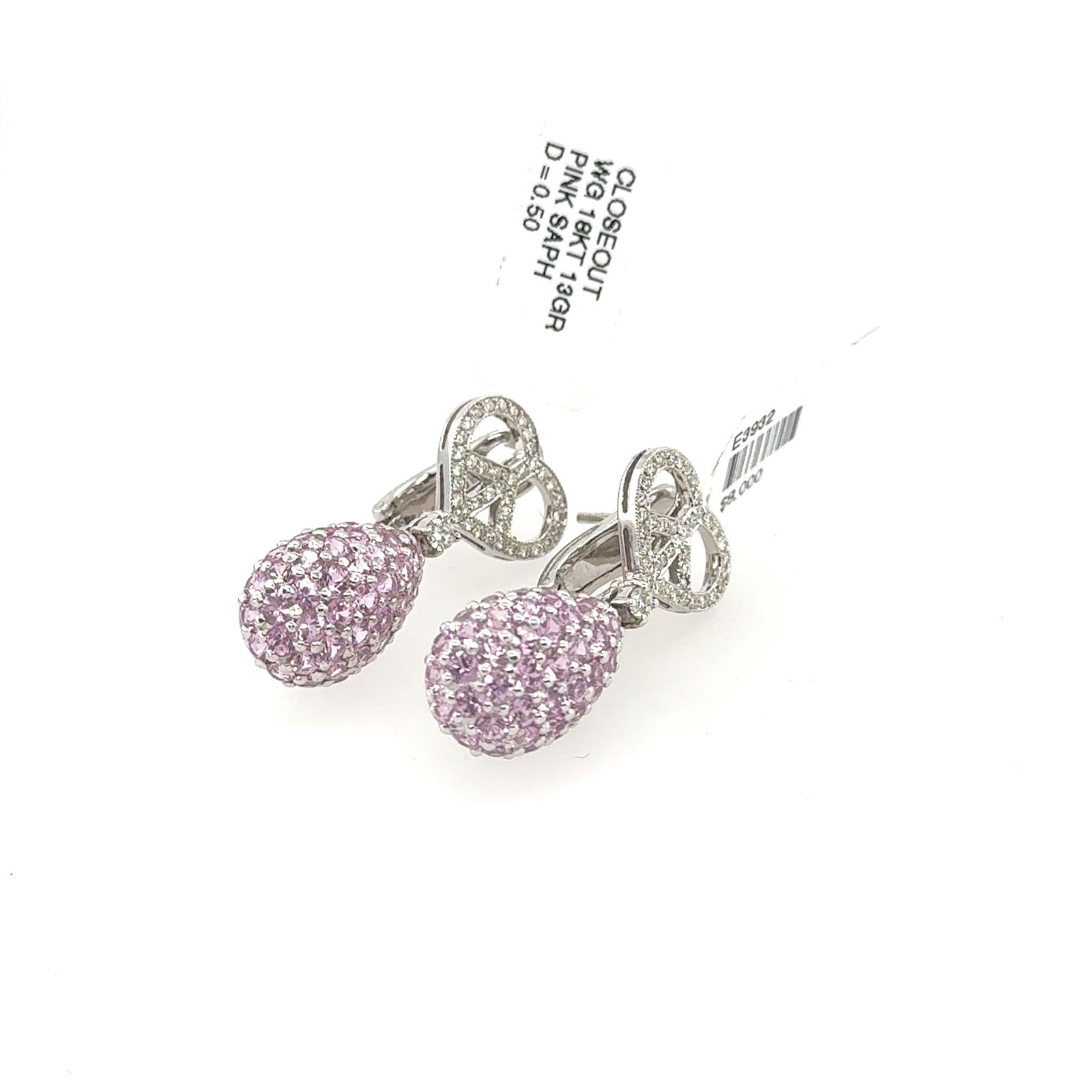 Pair Of Ladies 18K White Gold Diamond & Sapphire Earrings