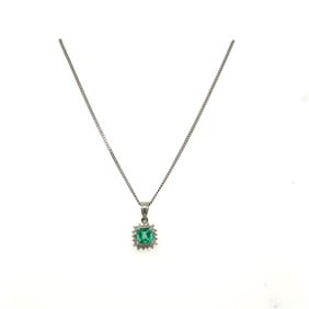 Ladies Platinum, Emerald & Diamond Necklace