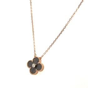 Van Cleef & Arpel 18K Rose Gold, Diamond & Obsidiane Necklace