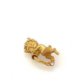 14K Yellow Gold & Daimond Cherub Brooch