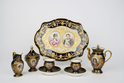 19th Century French Sevres porcelain Hand Painted Tea Set