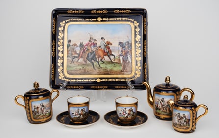 19th Century French Sevres porcelain Hand Painted Tea Set