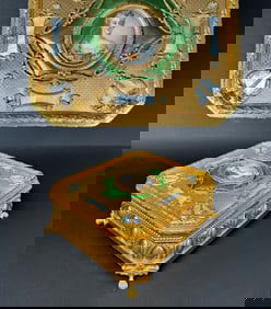 Magnificent 19th Century French Enemeled Gilt Bronze Jewelry Box