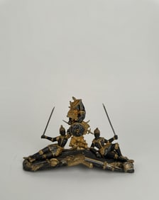 Gilt & Patinated Bronze Sculpture Of two Soldiers.