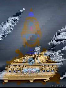 Monumental French Louis XVI Mounted Sevres Porcelain Clock Signed Schmit