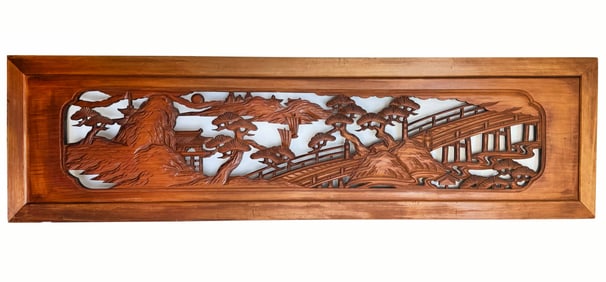 20th Century Japanese Hand Carved Screen
