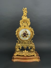 19th Century French Ormolu Mounted Tulipwood Clock By Alfred Beurdeley