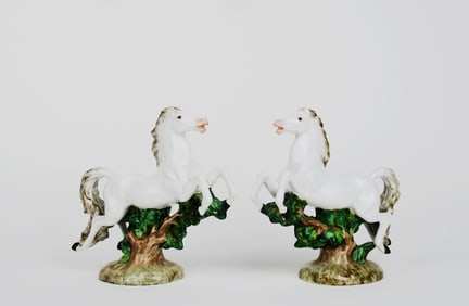 20th Century Pair of Italian Porcelain Figure Of Horses