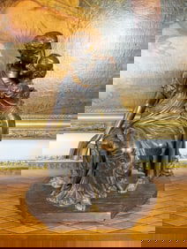 19th C. French Patinated Bronze Group By Moreau