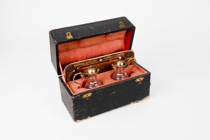 19th Century French Jeweled Vermeil Silver & Baccarat Hand Engraved Cruet Set