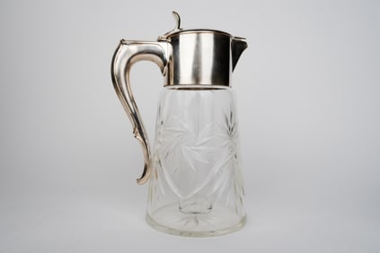 20th Century Silvered Cut Crystal Pitcher