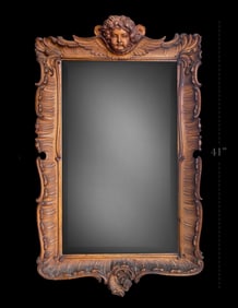 19th C. Italian Rococo Carved Wood Beveled Mirror