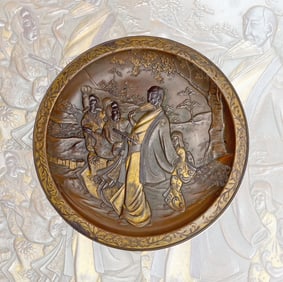 Japanese Meiji Period Mixed Metal Decorative Wall Plate